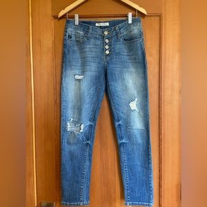 KanCan Midrise Distressed Straight Leg Jeans